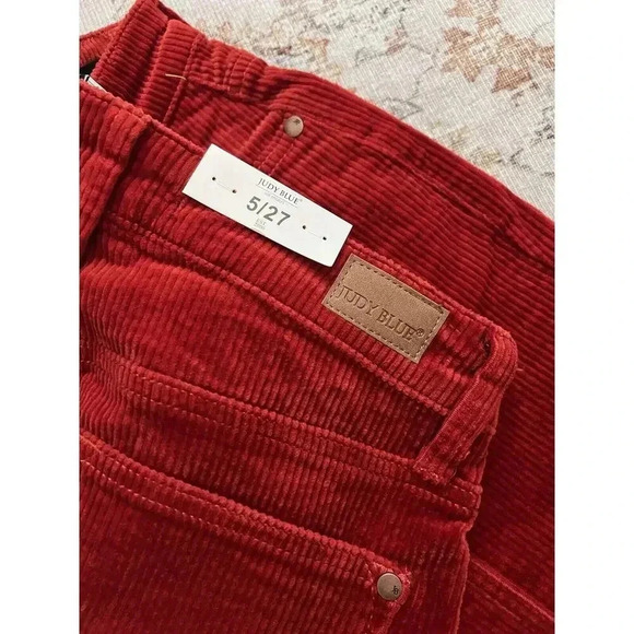 Judy Blue Ankle Straight Corduroy High Waist Pants Womens Size 27 Rust Red NWT - Picture 8 of 13